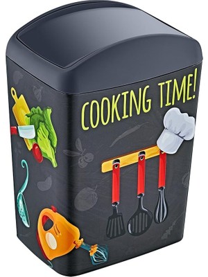 Delixa Soft Resimli Çöp Döner Kapak 5 Lt