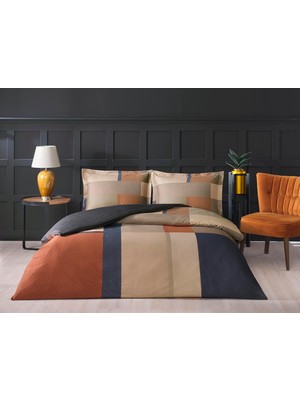 Delixa Evander Standart Pamuk Saten Nevresim Takımı, Turuncu, Çift Kişilik