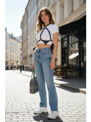 Çamaşır Kenti Siyah Kadın Kemer Çoklu Tokalı Deri Vücut Aksesuarı - CMSR1110