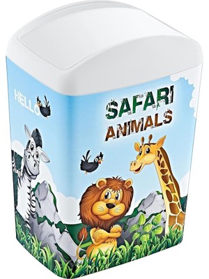 Delixa Soft Resimli Çöp Döner Kapak 10 Lt Safari