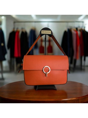 Valentina Victoria 2 Saplı Orta Boy Hakiki Deri Klasik Kadın Çantası