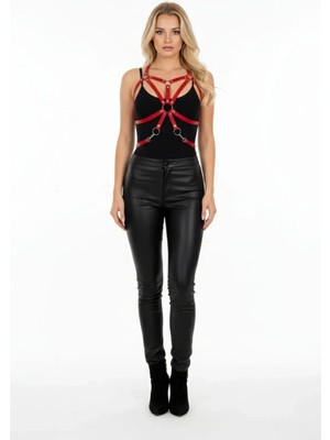 Çamaşır Kenti Kırmızı Kadın Kemer Metal Halka Detaylı Deri Aksesuar - CMSR110