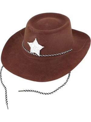 Luord-Store Çocuk Kovboy Şapkası Plastik Üzeri Flok Kaplama Koyu Kahverengi
