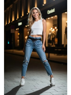 Çamaşır Kenti Siyah Kadın Kemer Çoklu Zincir Detaylı Bel Aksesuarı - CMSR1096