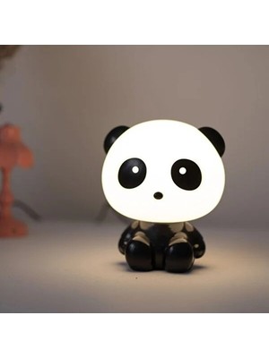 Panda Gece Lambası, Kablolu, 3 Kademeli LED Işıklı, Yumuşak ve Rahat Işık