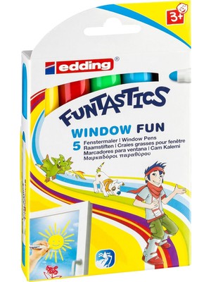 Delixa Edding 16 Funtastıcs Wındow Fun Çocuklar Için Cam Kalemi 5'li Set Karışık