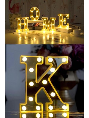 3D LED Işıklı Büyük K Harfi, Doğum Günü ve Organizasyon Dekoru