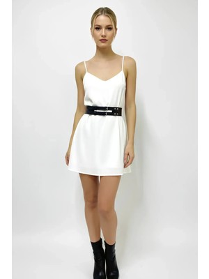 Çamaşır Kenti Siyah Kadın Kemer Çift Tokalı Kalın Bel Aksesuarı - CMSR1203