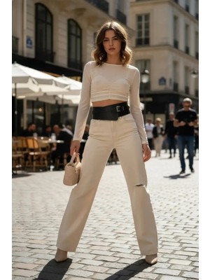 Çamaşır Kenti Siyah Kadın Kemer Kalın Korse Bel Aksesuarı - CMSR1128