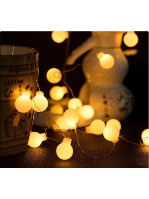 Alem 3m 20 LED Beyaz Top Gün Işığı Pilli 2 Kademeli Mz-4