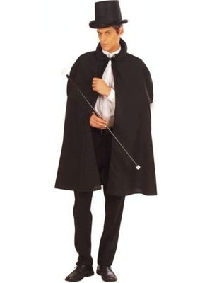 Luord-Store Siyah Sihirbaz Pelerini 120 cm ve Sihirbaz Şapkası 12 cm Yetişkin Boy