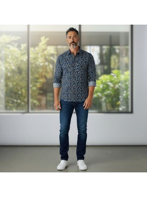 Eren Style Slim Fit Pamuklu Uzun Kollu Cepsiz Spor Gömlek (Slim Fit Kalıp)