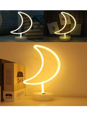 Ay Tasarımlı Neon LED Masa ve Gece Lambası, Şık ve Enerjik Aydınlatma