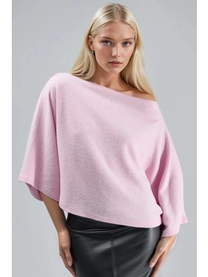 Hiccup Kadınlar BUSEM Rahat Kesim Örme Bluz Toz Pembe