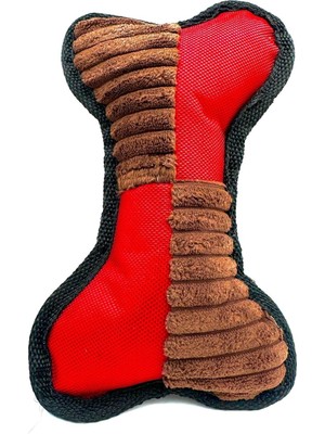 Delixa Tasma Market Kemik Şekilli Ekstra Dayanıklı Su Geçirmez Kumaş Köpek Oyuncağı Kırmızı-Kahverengi