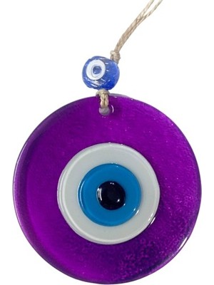 Luord-Store Şeffaf Mor Nazar Boncuklu Duvar Süsü 10 cm Cam Duvar Dekoru