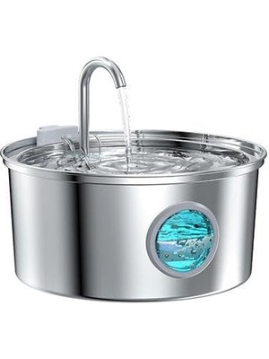 Delixa Electron 3.2 L Paslanmaz Çelik Otomatik Su Pınarı – Sessiz Pompa, Sürekli Su Sirkülasyonu, Kedi ve K