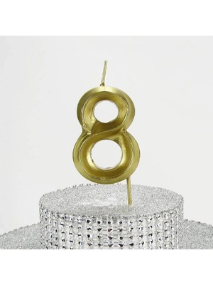 Delixa Parti Vitrini 8 Sekiz Rakamlı Gold (Altın) Mum 6.5 cm