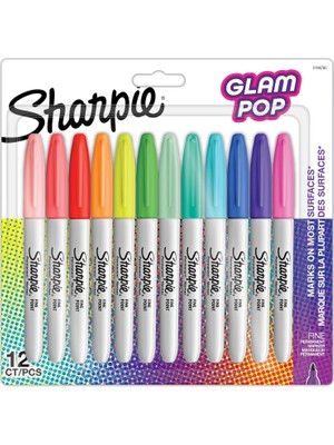 Delixa Sharpie Glam Pop Kalıcı Markörler, Kalın Ayrıntılar Için Ince Nokta, Çeşitli Canlı Renkler | 12 Keçe