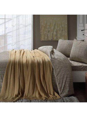 Braventa Collection Waffle Düz Pamuk Nevresim Takımı, Hardal, Çift Kişilik