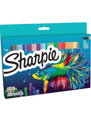 Delixa Sharpie Fine Permanent Markör 18LI Kutu- Balık