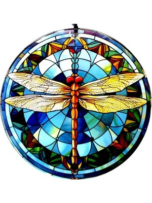 Luord-Store Yusufçuk Kuşlu 23 Santimetre Çapında Füzyon Cam Duvar Süsü