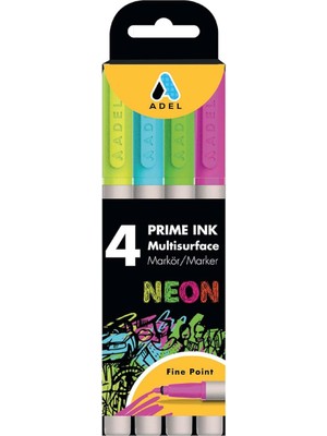 Delixa Adel Prime Ink Multisurface 4'lü Neon Markör