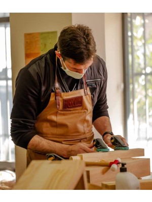 Delixa Rox Wood Kanvas Deri Marangoz Önlüğü