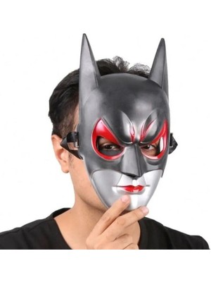 Luord-Store Kırmızı Gözlü Siyah Batman Maske - Lastikli Batgirl Maskesi 28X17 cm