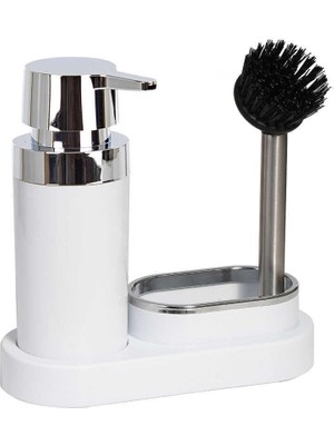 Hepta Collection Polen Sıvı Sabunluk ve Fırça Mutfak Seti, Beyaz