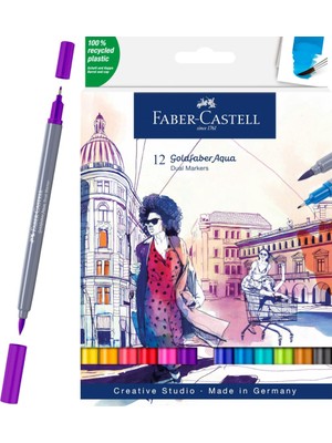 Delixa Faber-Castell Goldfaber Aqua Çift Uçlu Sanatsal Markör 12'li