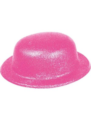 Alem Pembe Renk Simli Melon Yuvarlak Parti Şapkası 24X26 cm