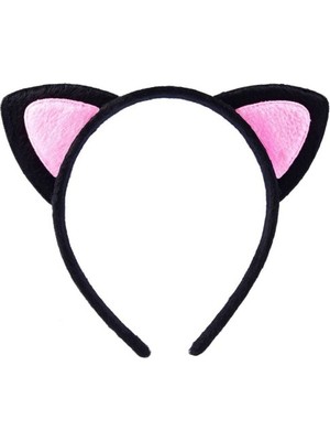 Luord-Store Sevimli Kedi Kulak Pofuduk Kedi Taç Siyah Içi Pembe Renk 17X15 cm