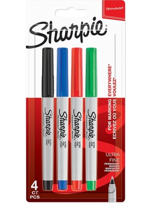 Delixa Sharpie Ultra Fine, Süper Ince Uç, Karışık 4'lü Paket