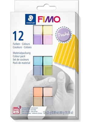 Delixa Staedtler Fimo 8023 C12-3 Mp Fimo Soft Modelleme Kili Pastel Renkler (25 gr x 12 Blok)