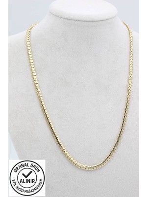 Normadia 14 Ayar Altın Kaplama Balık Sırtı Kolye 55CM, Şık ve Zarif Takı