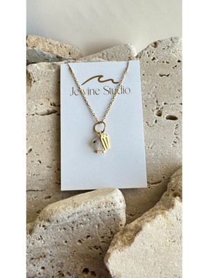 Normadia Doğal Sitrin Taşlı Akrep Burcu Sembollü Çelik Kolye