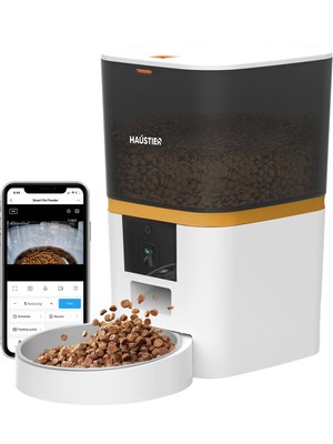 Delixa Haustier QQ005 Kameralı Akıllı Kedi Köpek Otomatik Mama Kabı, Tuya App-Wifi Uzaktan Kontrol, Sesle Ç