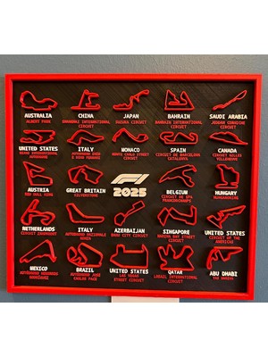 Delixa 2025 3D Baskı Yarış Takvimi | Duvara Asılabilir Formula 1 Calendar