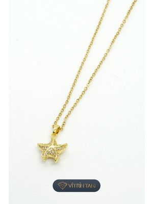 Normadia Parlak Taş Detaylı Deniz Yıldızı Motifli Şık Kolye