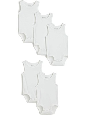 Delixa %100 Organik Pamuk 5li Beyaz Atlet Bebek Body