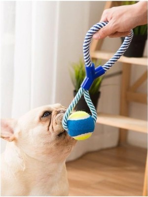 Delixa Halatlı Köpek Çiğneme Topu, Mavi ve Sarı Renkli