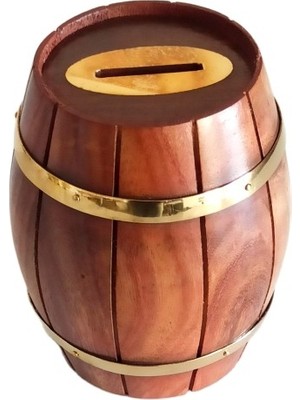 Luord-Store Maun Ağacından Dekoratif Ahşap Fıçı Kumbara