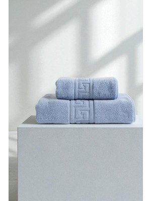 Delixa 2'li Mavi Greek Havlu SETI%100 Pamuk - 1 Adet El Havlusu 50X90 ve 1 Adet Banyo Havlusu 70X140 Mavi