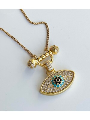 Normadia Parlak Zirkon Taşlı Nazar Göz Kolye, Şık ve Zarif Takı