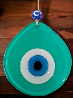 Luord-Store Mavi Nazar Boncuklu Açık Yeşil Renk Nazar Boncuklu Damla Desen El Yapımı Duvar Süsü