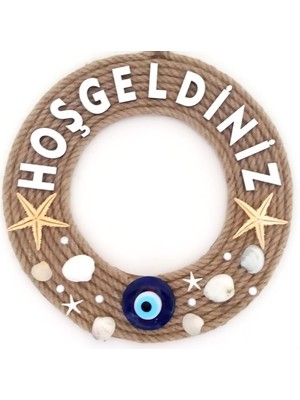 Luord-Store Deniz Yıldızlı Nazar Boncuklu Çakıl Taşlı Incili Hoş Geldiniz Yazılı Kapı ve Duvar Süsü