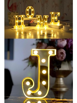 3D LED Işıklı J Harfi Dekorasyon Büyük Boy Doğum Günü Organizasyonu