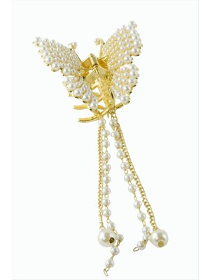 Freedom Store Kelebek Sallantılı Inci Metal Mandal Toka 6 cm