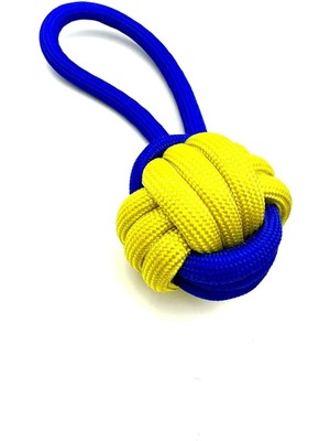 Delixa Tasma Market Sağlam Diş Ipli Köpek Stres Topu Oyuncağı Sarı-Lacivert